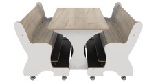 Hoogzit tafel L75 x B64 cm wit met grey craft oak en 2 banken Tangara Groothandel voor de Kinderopvang Kinderdagverblijfinrichting9